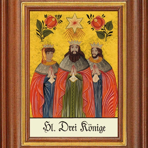 Hinterglasbild - Heilige Drei Könige - Patronatsbild Taufe Namenspatron 12,7x16