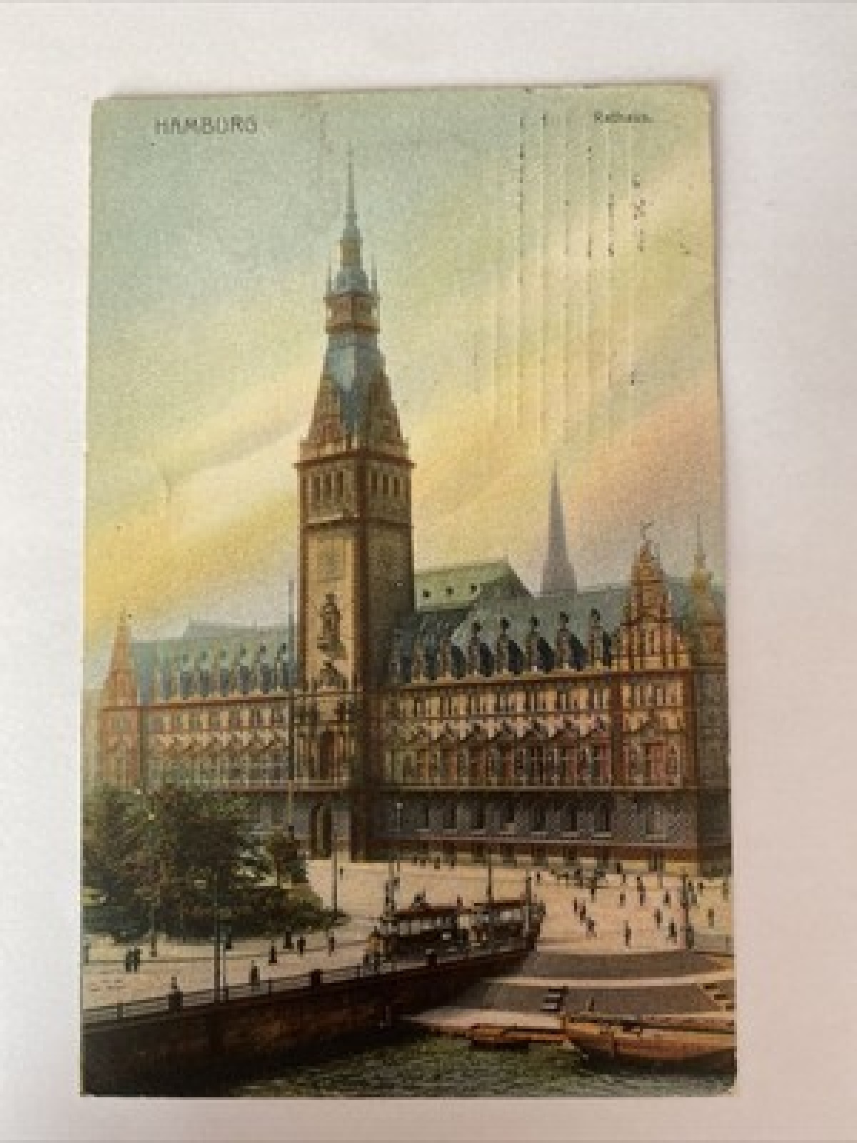 Ansichtskarte Hamburg, Rathaus, Straßenbahn 410013 AH