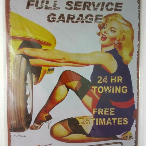 Nostalgie Retro Blechschild Auto Frau Full Service Garage 30x20 50156