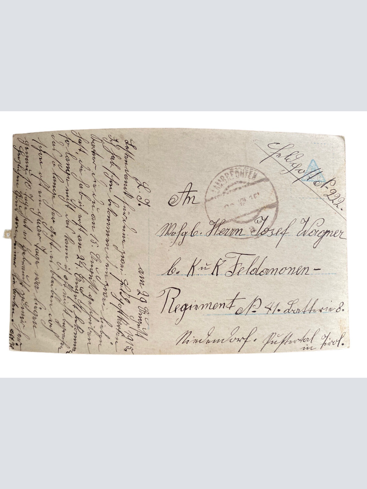 Patriotika I Weltkrieg KuK Soldat Spruchkarte Selige Gedanken Feldpost 10017