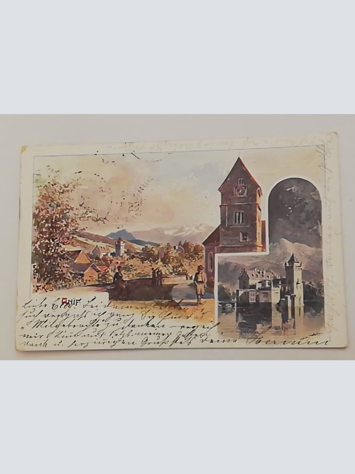 Salzburg Anif Kirche Schloss Wasserschloss Weiher Berge 600319A tl