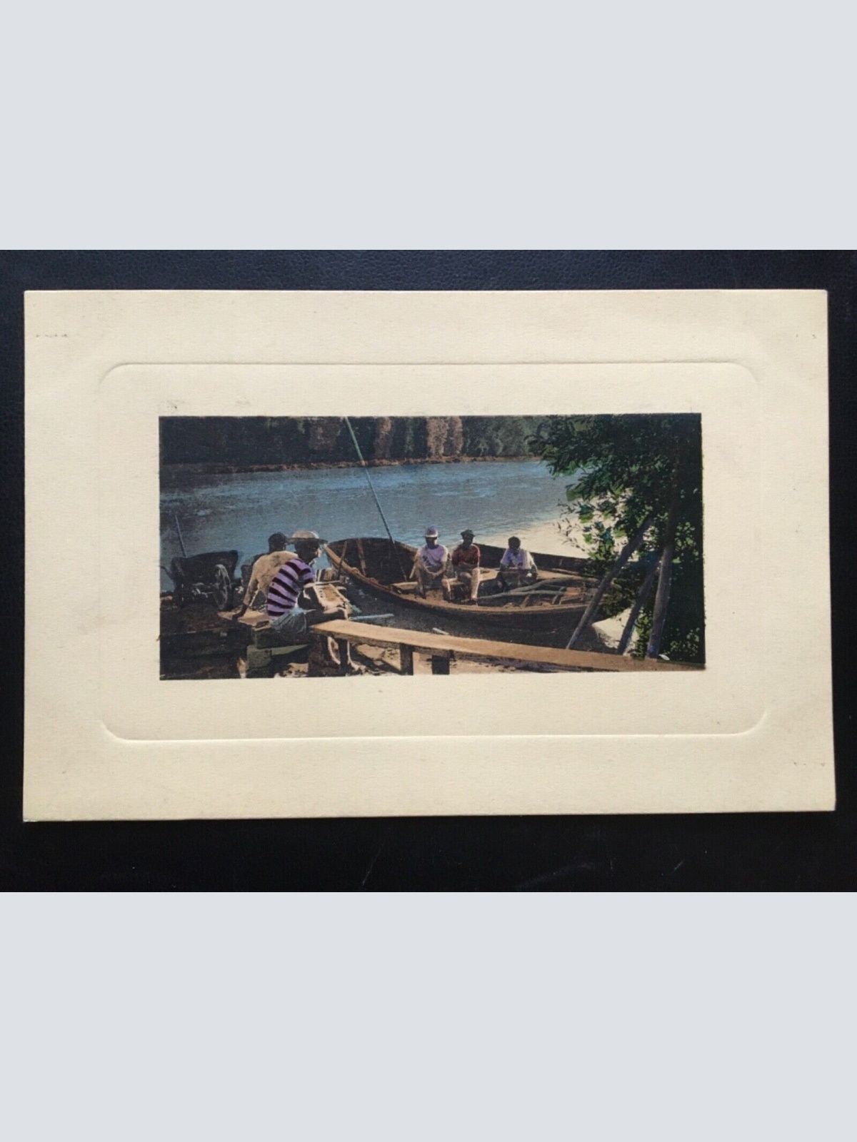 Fischer in Ruderboot - Fluss - Künstlerkarte 180126 TH