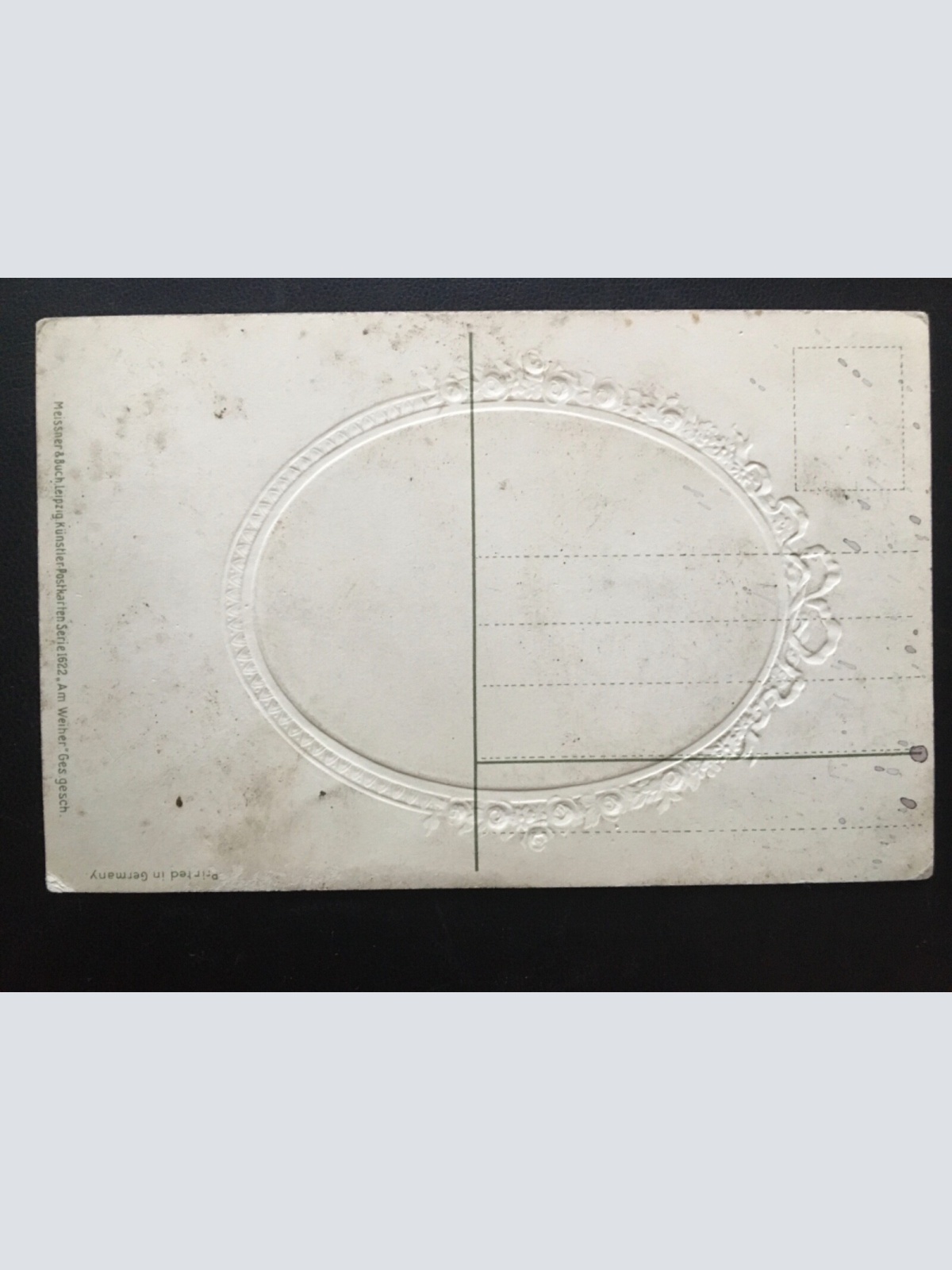 Feldarbeiter mit Rechen - Heuwagen - Spiegelform - Präge/Künstlerkarte 180127 TH