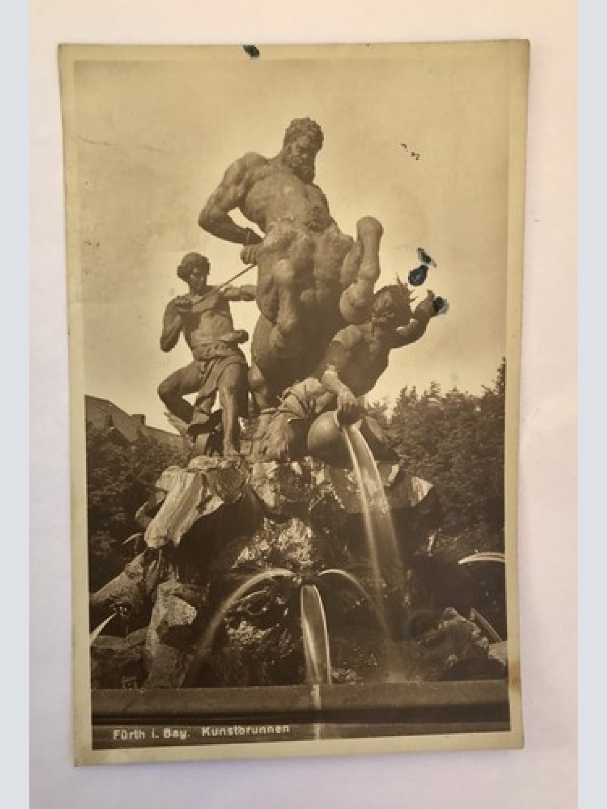 ak, Bayern, Fürth, Kunstbrunnen, Skulptur (40057 BW)
