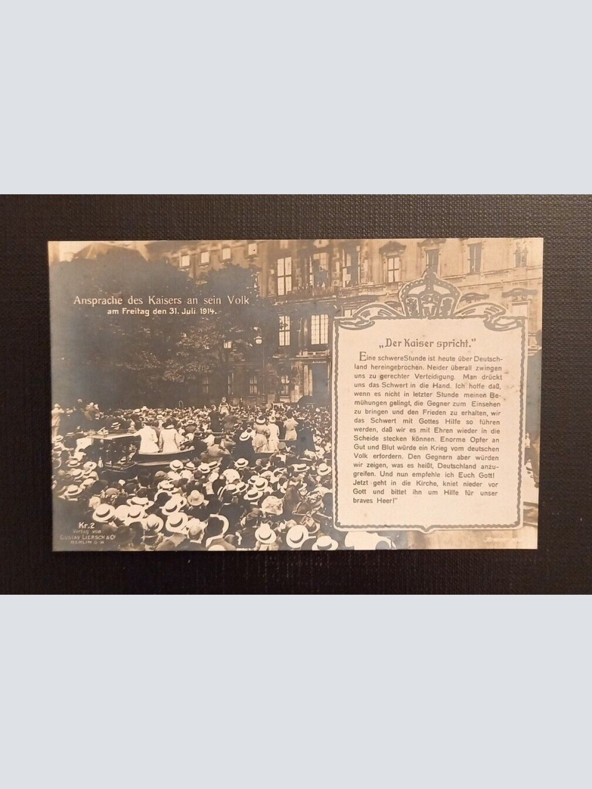 Ansichtskarte IWK Ansprache Des Kaisers An Sein Volk Am Freitag Den 31.Juli