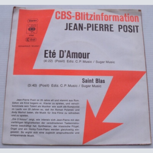 Jean-Pierre Posit - Eté D'Amour / Saint-Blas (7", Single, Promo)