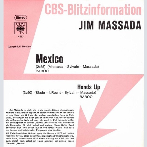Jim Massada - Mexico / Hands Up (7", Single, Promo)