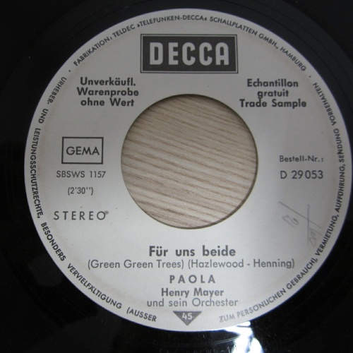 Single /   Paola  ?– Für Uns Beide / PROMO / RAR /  MUSTER / 1970 /