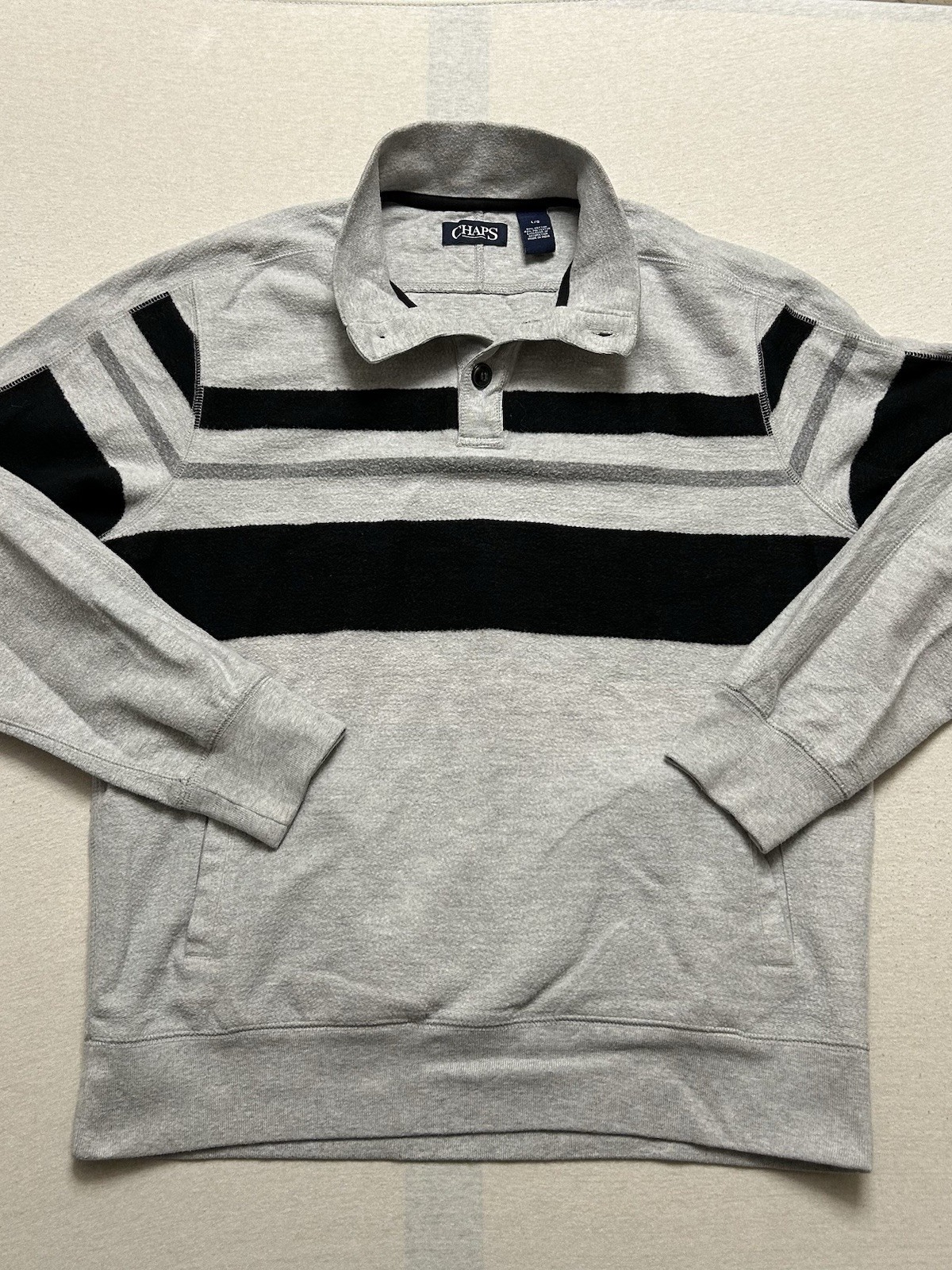 Chaps (Ralph Lauren) Vintage Y2K Sweater Pullover Grau Herren Größe L Maße-Fotos