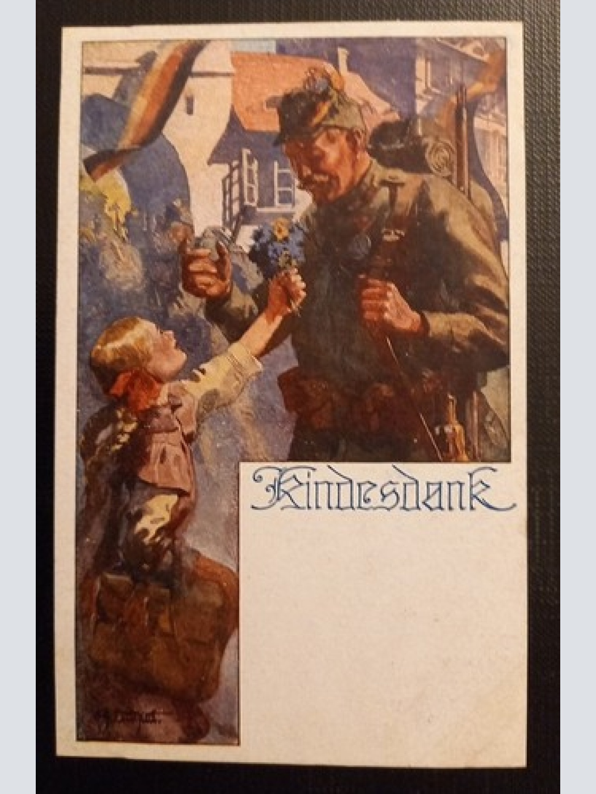 Kindesdank Mit Blumenstrauß Ga