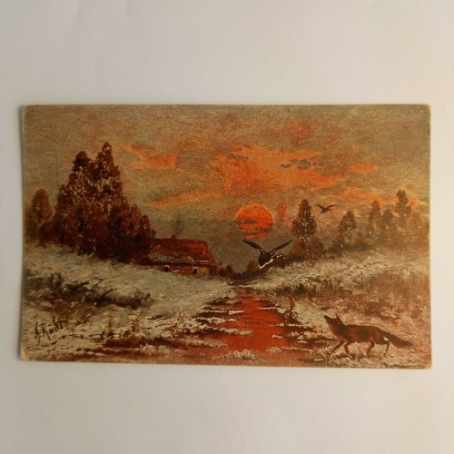 Künstlerkarte Abendrot Fuchs  180002 GR