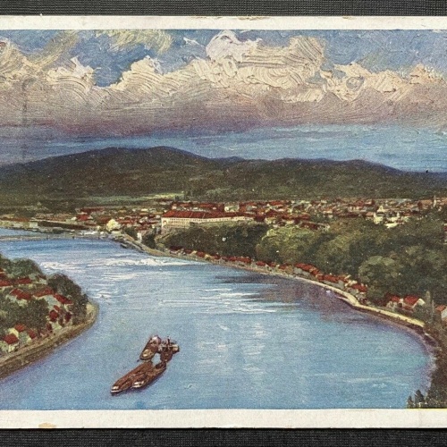 Linz a.d. Donau Stadt Fluss Brücke Malerei Oberösterreich 402640 TH C