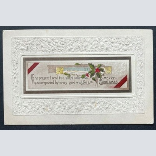 AK Merry Christmas Fröhliche Weihnachten Spruch Geschenk Mistel 402647 TH C