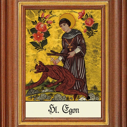Hinterglasbild - Heiliger Egon - Patronatsbild Taufe Namenspatron 12,7x16