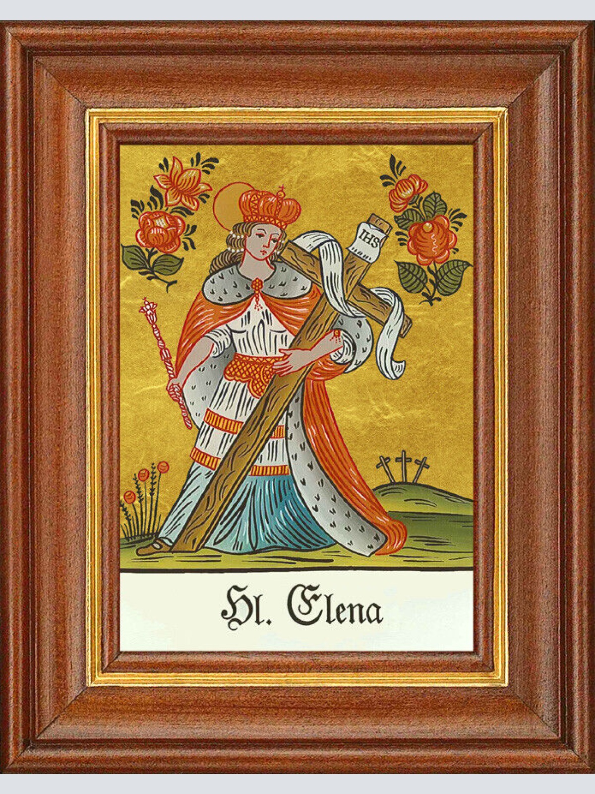 Hinterglasbild - Heilige Elena - Patronatsbild Taufe Namenspatron 12,7x16