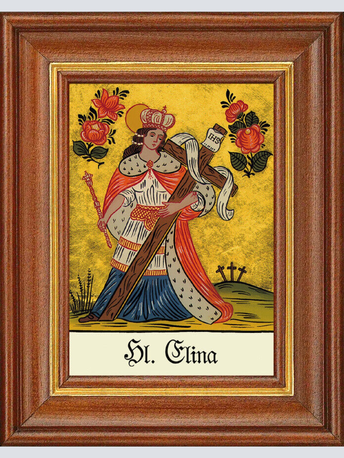 Hinterglasbild - Heilige Elina - Patronatsbild Taufe Namenspatron 12,7x16