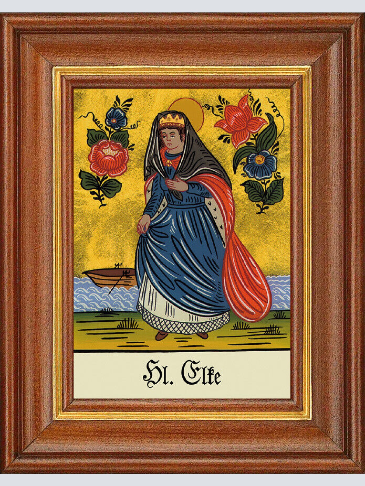 Hinterglasbild - Heilige Elke - Patronatsbild Taufe Namenspatron 12,7x16