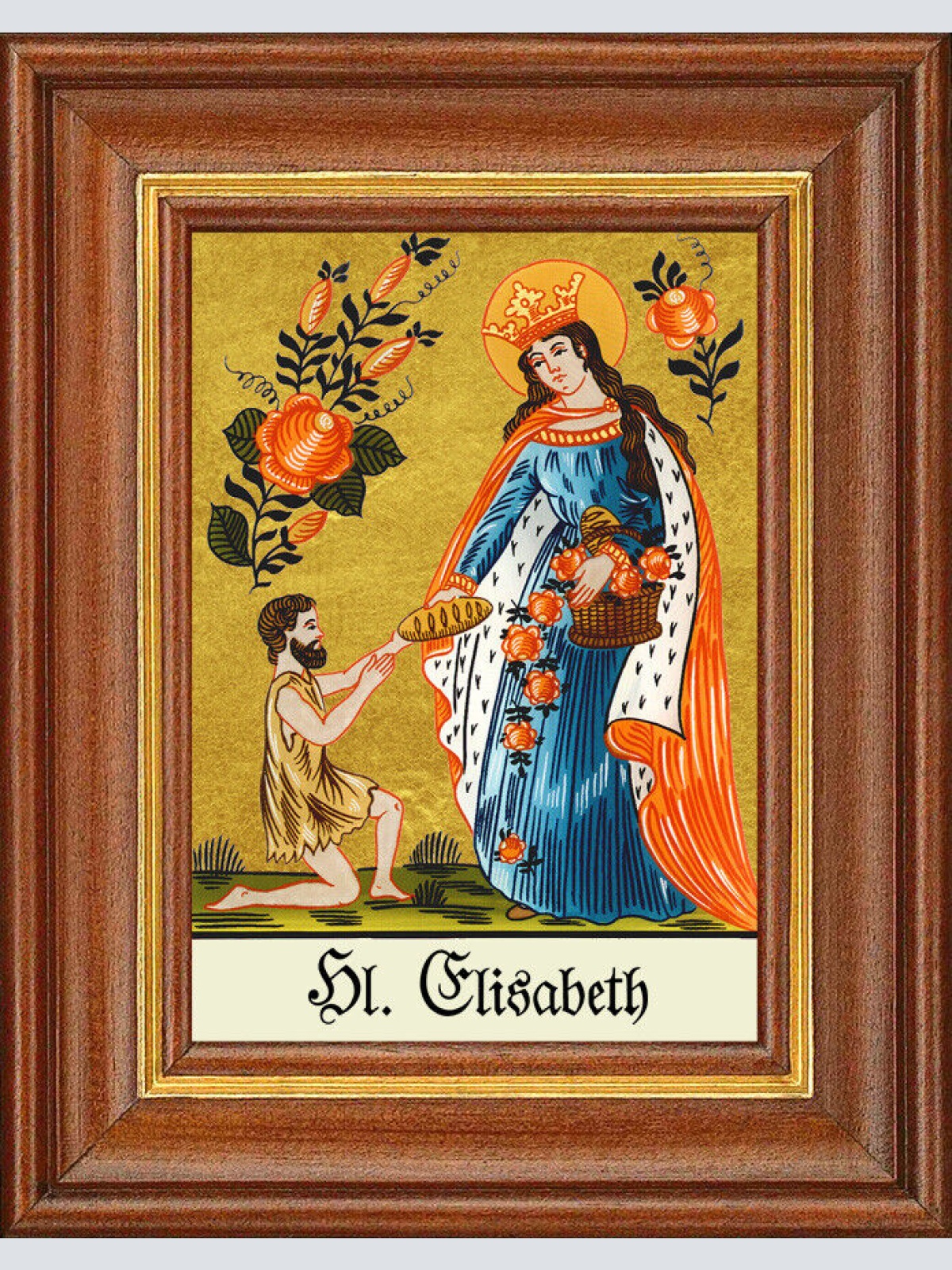 Hinterglasbild - Heilige Elisabeth - Patronatsbild Taufe Namenspatron 12,7x16