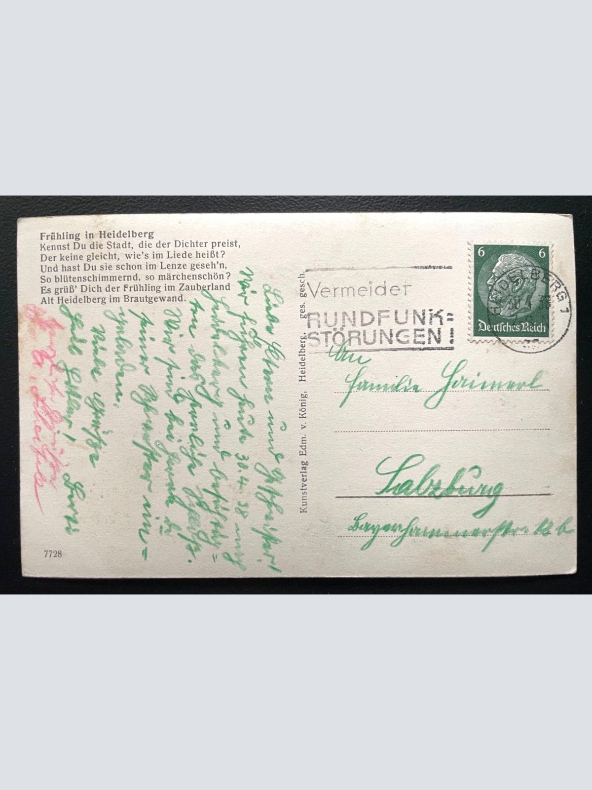 Ansichtskarte Frühling Heidelberg Stadtblick Gedicht Baden-Württemberg