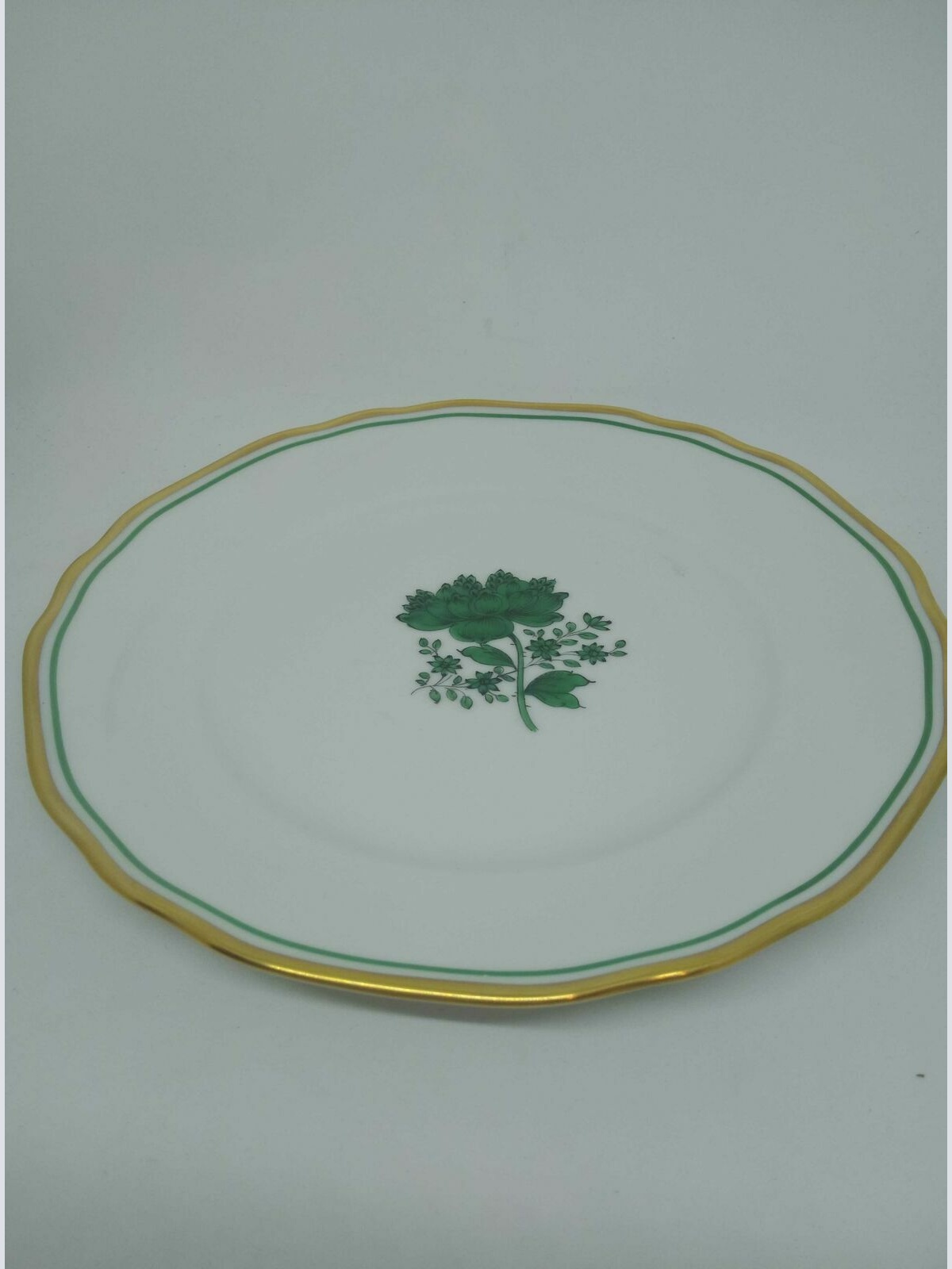 Augarten Dessertteller 20cm Dekor grüne Rosen 62 5851 115 mit Goldrand 60218