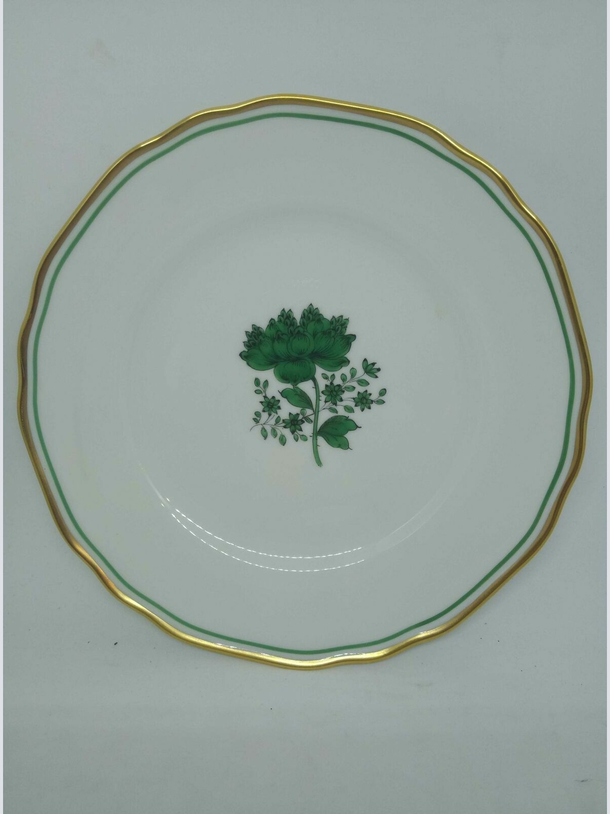 Augarten Dessertteller 20cm Dekor grüne Rosen 62 5851 115 mit Goldrand 60218