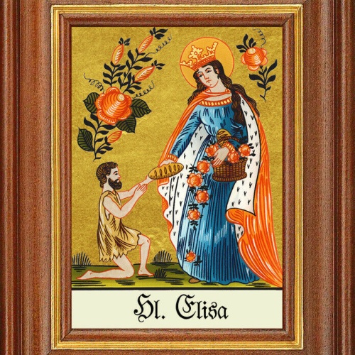 Hinterglasbild - Heilige Elisa - Patronatsbild Taufe Namenspatron 12,7x16