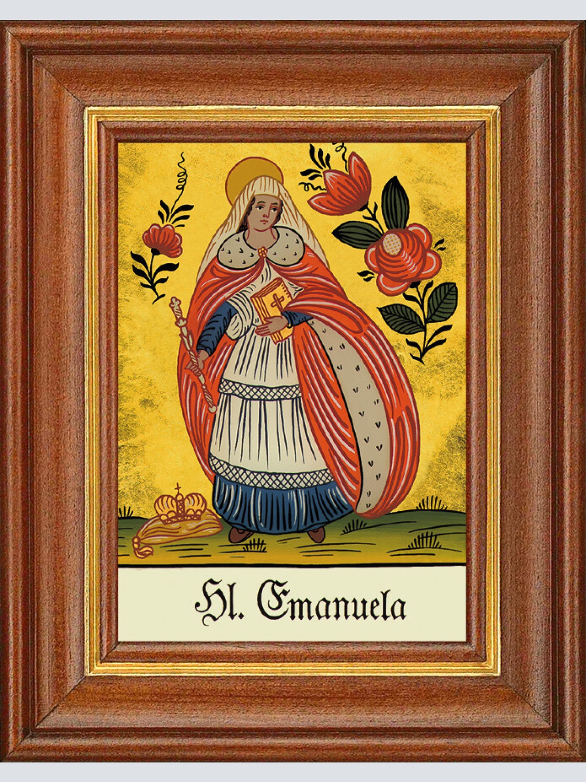 Hinterglasbild - Heilige Emanuela - Patronatsbild Taufe Namenspatron 12,7x16