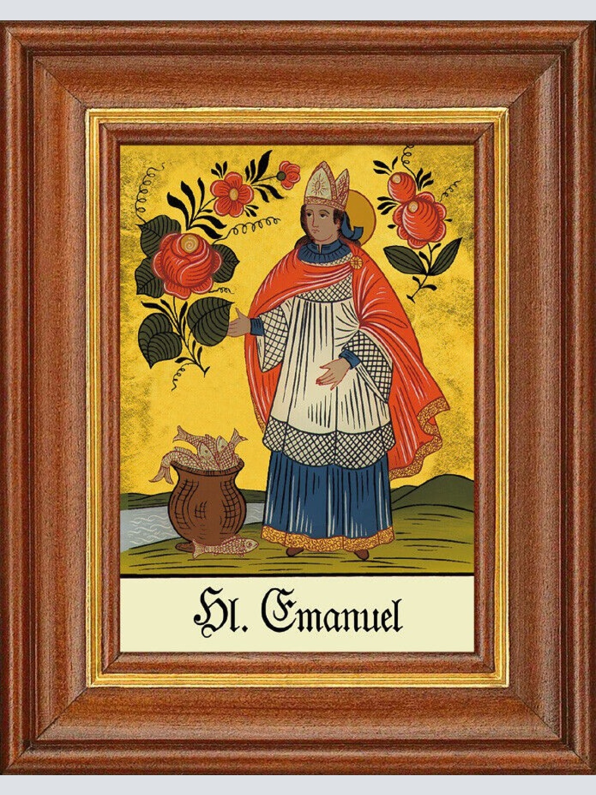 Hinterglasbild - Heiliger Emanuel - Patronatsbild Taufe Namenspatron 12,7x16