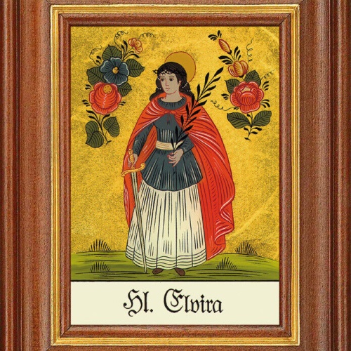 Hinterglasbild - Heilige Elvira - Patronatsbild Taufe Namenspatron 12,7x16