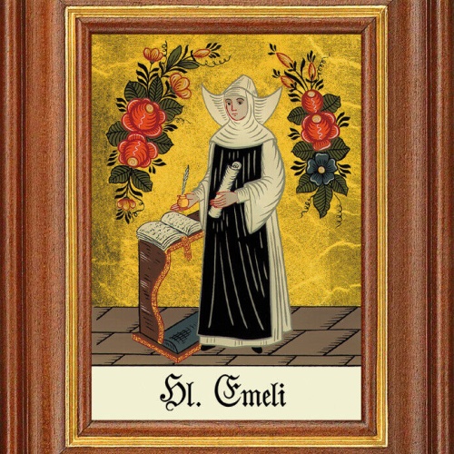 Hinterglasbild - Heilige Emeli - Patronatsbild Taufe Namenspatron 12,7x16