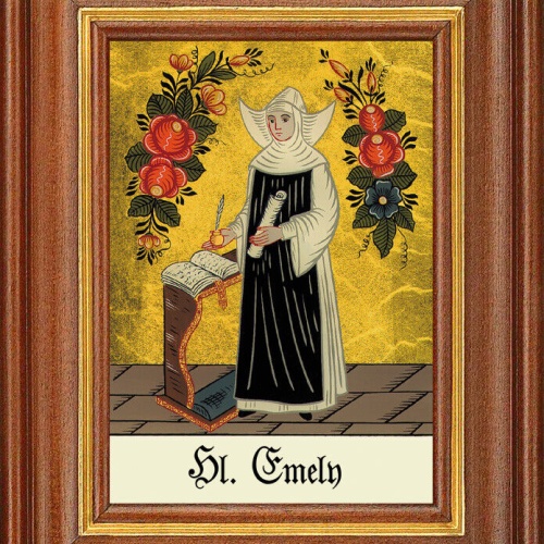 Hinterglasbild - Heilige Emely - Patronatsbild Taufe Namenspatron 12,7x16