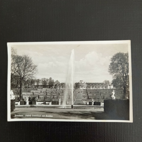 Potsdam, Schloß Sansfouri mit Fontäne 402737 gr C