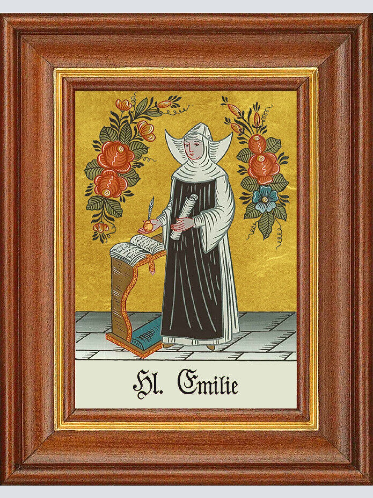 Hinterglasbild - Heilige Emilie - Patronatsbild Taufe Namenspatron 12,7x16