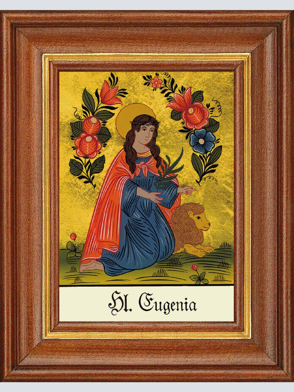 Hinterglasbild - Heilige Eugenia - Patronatsbild Taufe Namenspatron 12,7x16