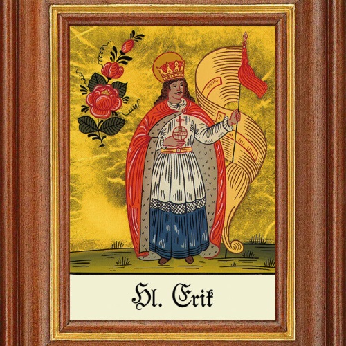 Hinterglasbild - Heiliger Erik - Patronatsbild Taufe Namenspatron 12,7x16