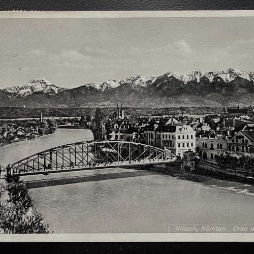 Villach Drau Karawanken Stadt Fluss Brücke Gebirge Kärnten Österreich 600138A D