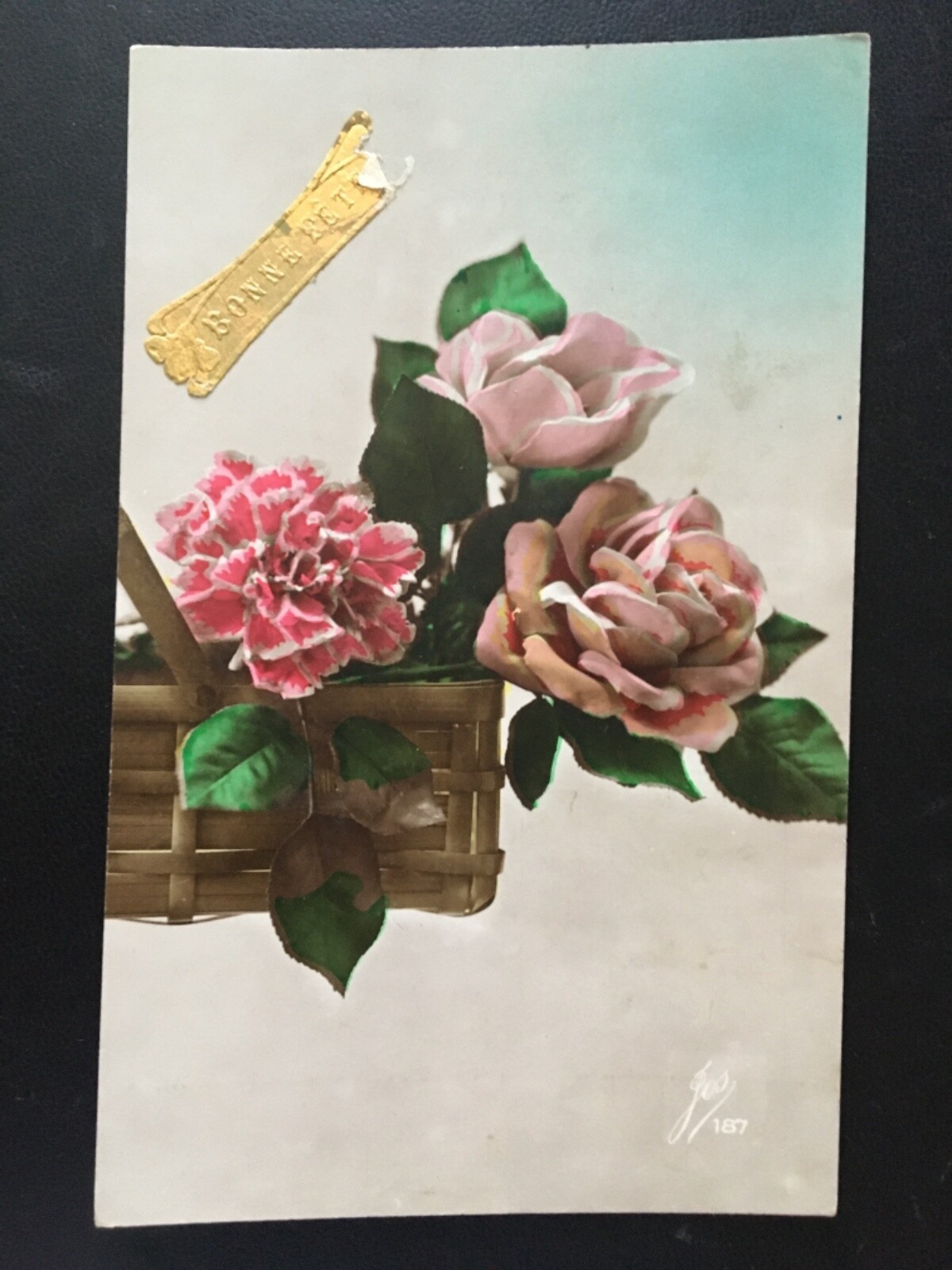 Bonne Fete - Alles Gute zum Geburtstag - Blumen Rosen - Künstlerkarte 180164 TH