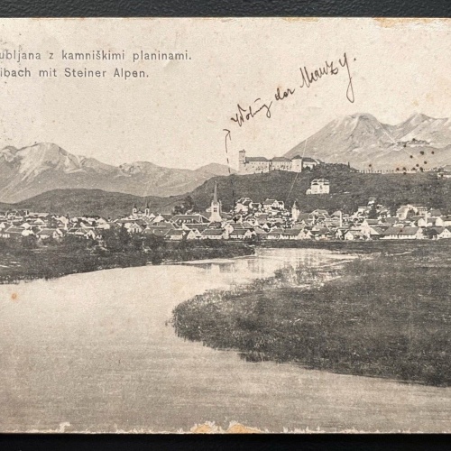 Laibach SteinerAlpen Ljubljana Stadt Burg Fluss Slowenien Jugoslawien 600106A D