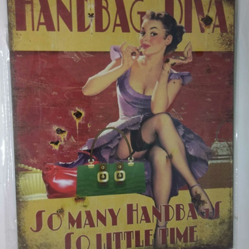 Nostalgie Retro Blechschild Handbag Diva 25x20 50179