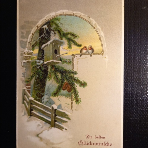 Glückwunschkarte Nest mit 2 Rotkehlchen 410282 gr