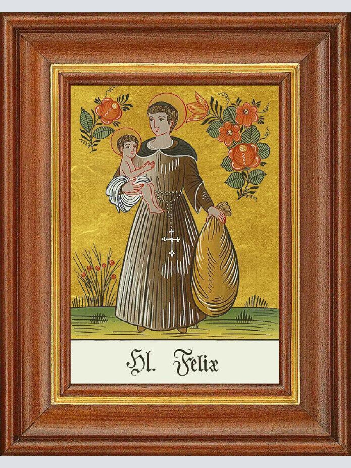 Hinterglasbild - heiliger felix - patronatsbild taufe namenspatron 12,7x16