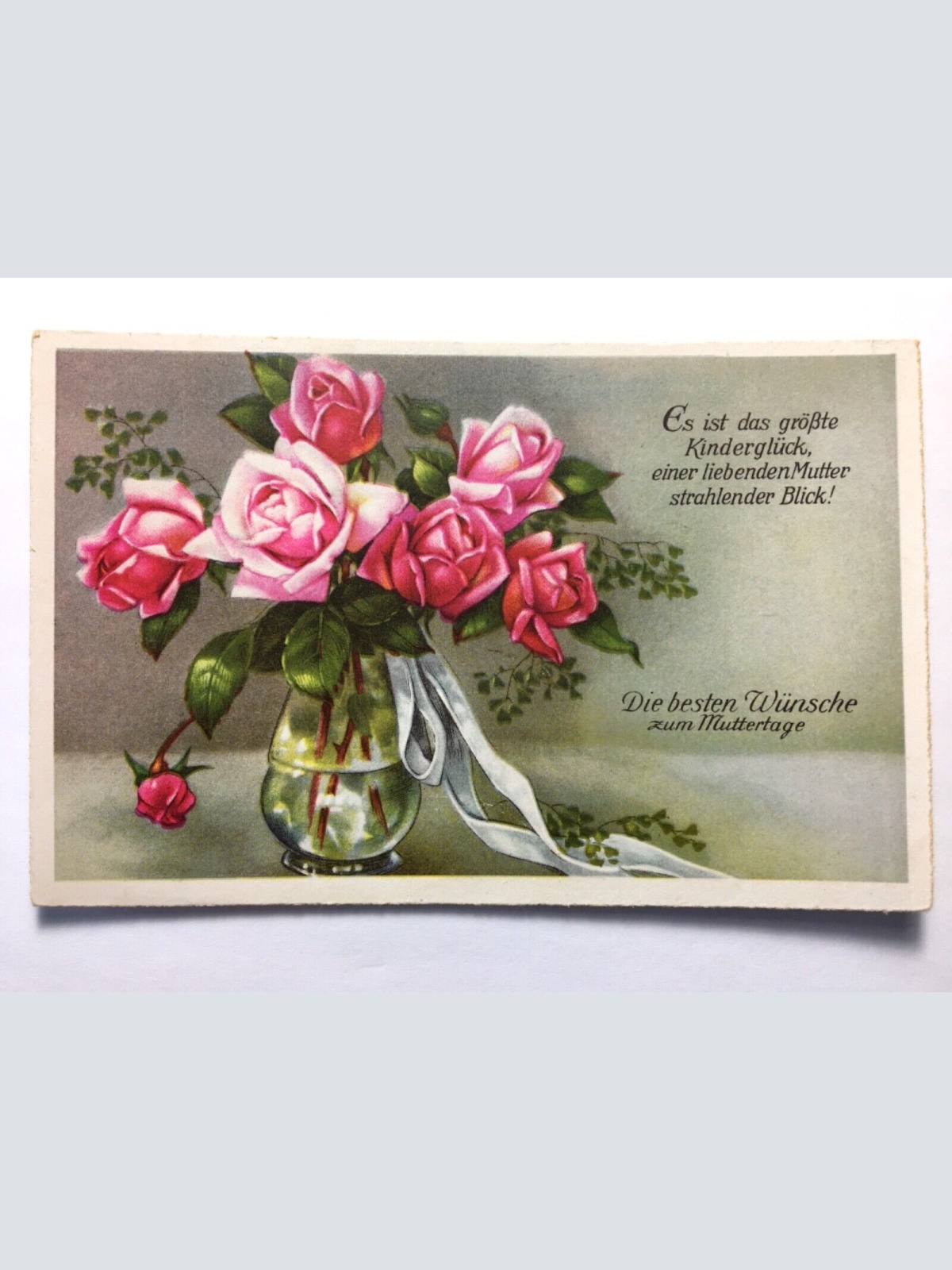 Die besten Wünsche zum Muttertag - Rosen in Vase - Künstlerkarte 50014 TH