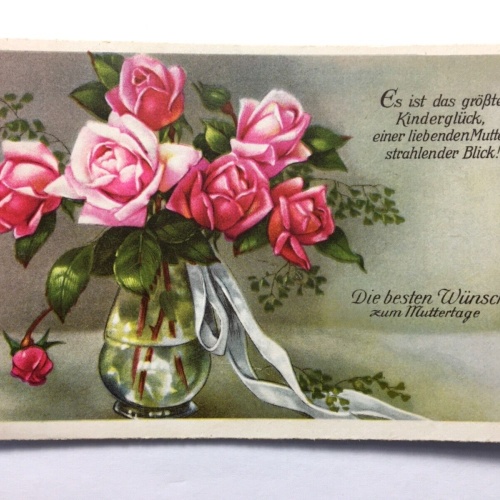 Die besten Wünsche zum Muttertag - Rosen in Vase - Künstlerkarte 50014 TH