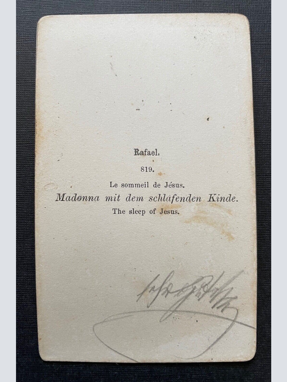AK Foto Madonna m.d. schlafenden Kinde Raffael Bild Gemälde ca.10,1x6,2cm