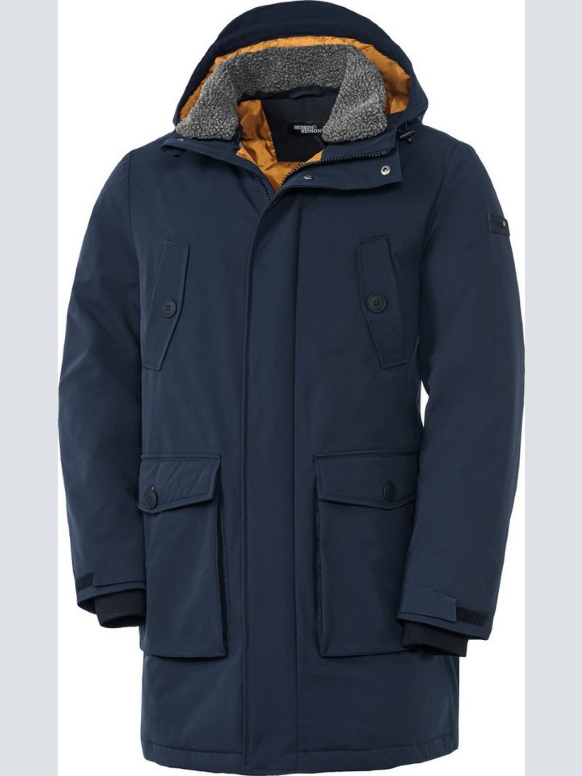 HENSON&HENSON Herren Thermo-Parka dunkelblau mit vielen Details