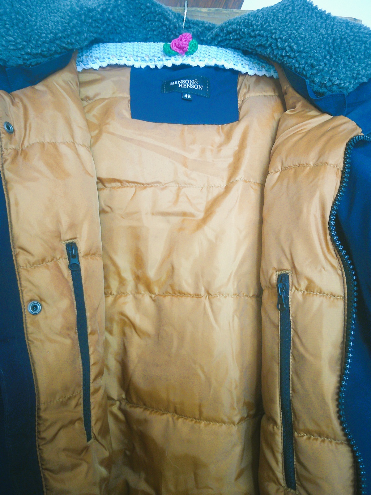 HENSON&HENSON Herren Thermo-Parka dunkelblau mit vielen Details